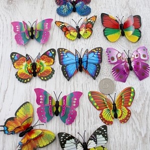 Бабочки декоративные двойные на магните 7*5,5 см  SF-2379, ассорти фото, картинки
