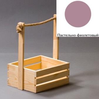 Ящик трехреечный с деревянной ручкой + канат 25*20*11 см Пастельно-фиолетовый фото, картинки