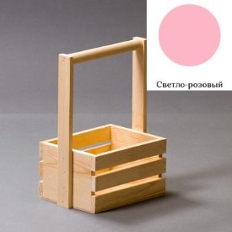 Ящик трехреечный с деревянной ручкой 20*15*11 см Светло-розовый фото, картинки