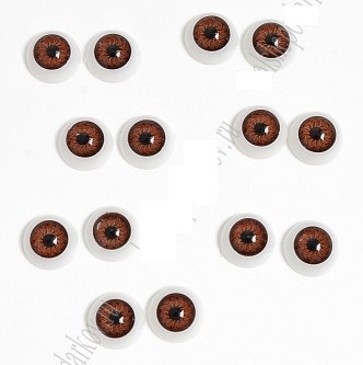 Фурнитура "Глазки объемные, круглые" 12 мм (2 шт) SF-3080, карие фото, картинки