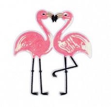 Нашивка на одежду с пайетками "Пара фламинго №7" 19*20 см фото