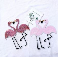 Нашивка на одежду с пайетками "Пара фламинго №2" 19*20 см фото