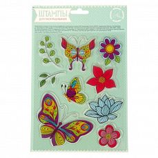 Набор штампов для раскрашивания "Бабочки и цветы", 14 х18 см фото