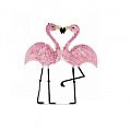 Нашивка на одежду с пайетками "Фламинго 1" 19*20 см