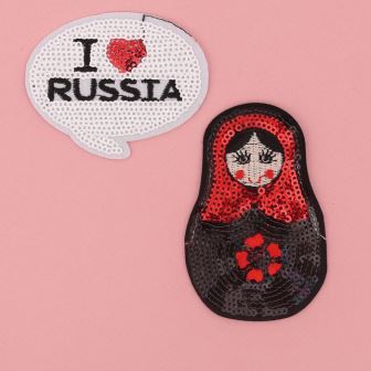 Нашивки с пайетками I Love Russia, 11 × 18 см 3094389 фото, картинки