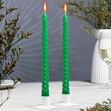 Набор свечей витых, 2,2х 25 см, 2 штуки, зелёный, подвес 9365012 фото
