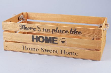Ящик деревянный интерьерный 40х20х12см "Home" веревочные ручки темно-желтый фото, картинки