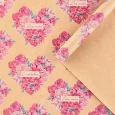 Бумага упаковочная крафтовая «Цветочное сердце», 50 × 70 см 10175153 фото