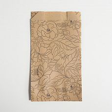 Пакет бумажный фасовочный, крафт, V-образное дно "Цветы", 20 х 10 х 7 5156266 фото