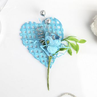 Декор для творчества "Голубая роза с сердцем" 10,5 см 2291475    фото, картинки