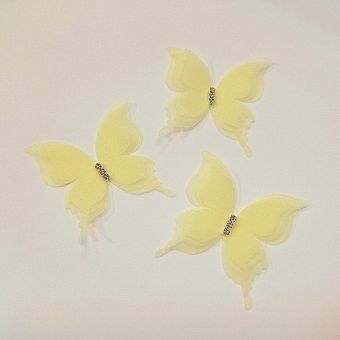 Бабочки шифоновые трехслойные 5 см SF-6120, желтый №21 фото, картинки