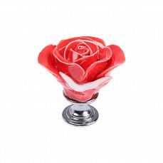 Ручка кнопка, “Роза” керамическая, цвет караловый, основание цинк 7439647 фото