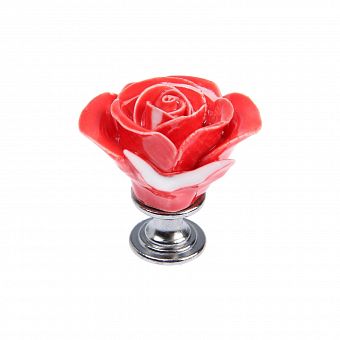 Ручка кнопка, “Роза” керамическая, цвет караловый, основание цинк 7439647 фото, картинки