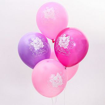 Воздушные шары "С Днем Рождения"сердечки Кошечка Мари (набор 5 шт) 12 дюйм 1557080 фото, картинки