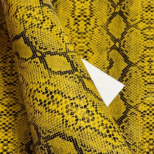 Кожзам "Змеиный принт" 22*30 см (1 лист) SF-3916, желтый фото